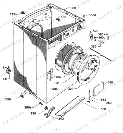 Взрыв-схема стиральной машины Zanussi ZF650 - Схема узла Cabinet + armatures
